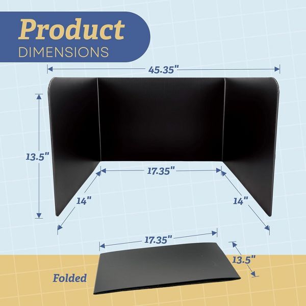 4E's Novelty 20pcs Black Plastic Desk Dividers – Privacy Folders for Students & Teachers, Must-Have Classroom Supplies