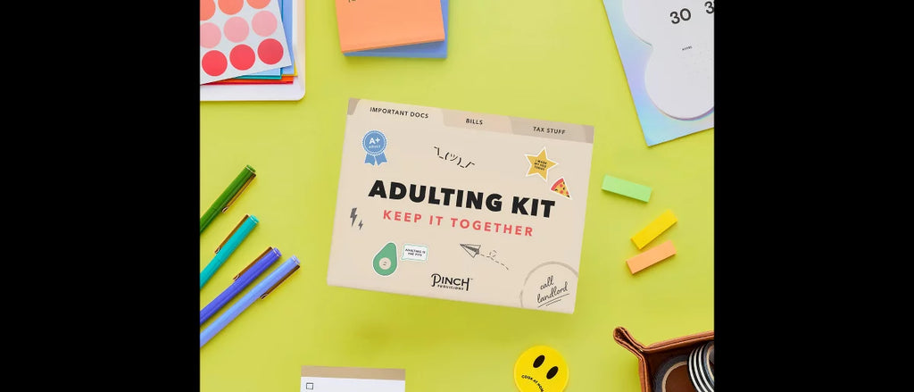 Adulting Desk Organiser Kit: Pinch Provisions Multicolored Office Set with Letter Opener & Paper Desk Pad