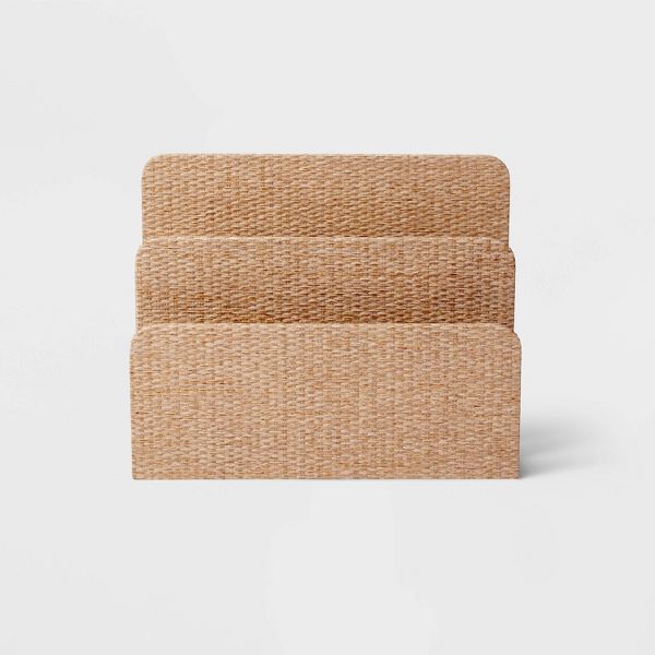 Woven 2-Slot Letter Sorter Taupe - Threshold™: Mail & Desk Organizer, Office Supplies,