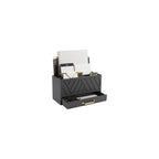 Blu Monaco Grey Desktop Mail Organizer – Three-Tiered with Gold Label Holders and Drawer