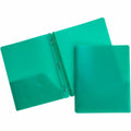 8 1/2" x 11" - 50 Sheets Capacity - 3 x Prong Fastener(s) - 2 Pocket(s) - Green - Durable, Spill Resistant, Wear Resistant, Card Holder - 1 Each