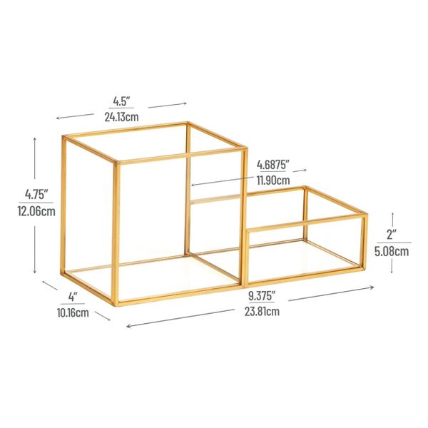 Mind Reader Glass/Copper Desk Organization Set Gold