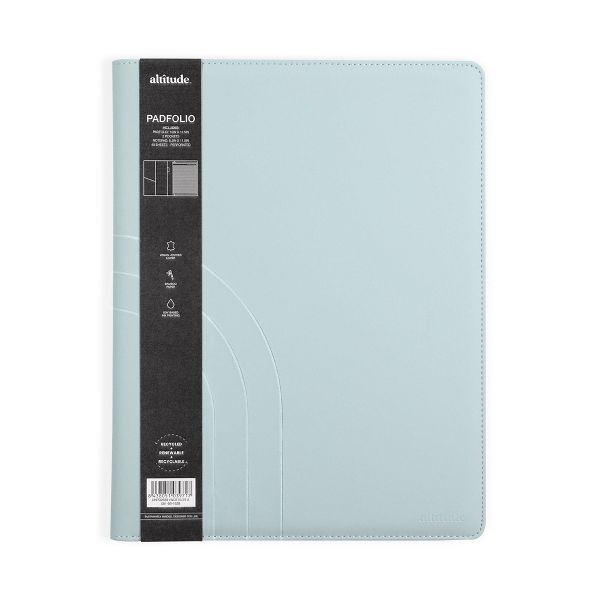 Altitude Padfolio 10"x12.5" Vegan Leather Seafoam Blue Debossed Arch