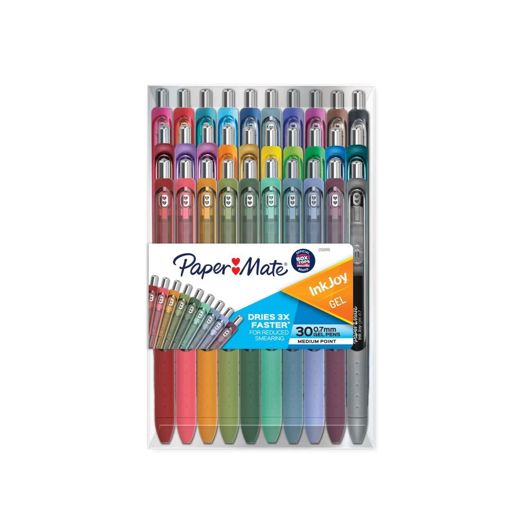 Paper Mate InkJoy Gel 30pk Gel Pens 0.7mm Medium Tip Multicolored: Retractable Stationery & Office Supplies