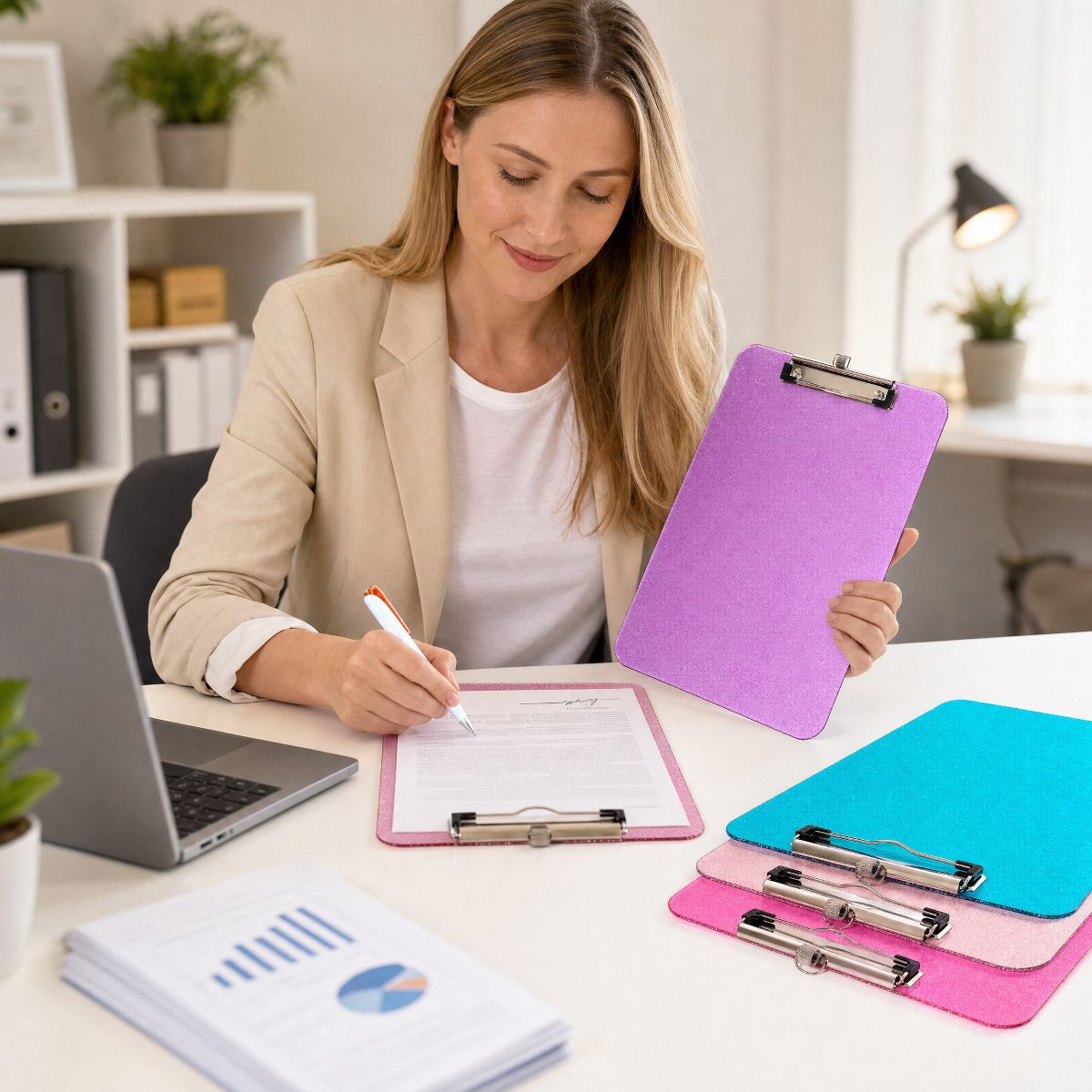 Shiny Writing Board with Pen Clip, Portable Writing Pad, Smooth Writing Surface with Pen Holder, Versatile Writing Tool for Office & School Use