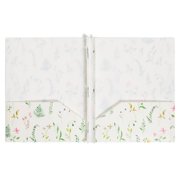 U Brands 2 Pocket Fashion Plastic Folder Pressed Botanicals Cream, School Supplies