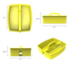 Storex Large Two-Compartment Classroom Supply Caddy with Handle, Yellow