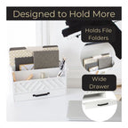 Blu Monaco Black Mail Organizer with Drawer and Gold Handle - Desktop Mail Holder and Office Supplies Storage