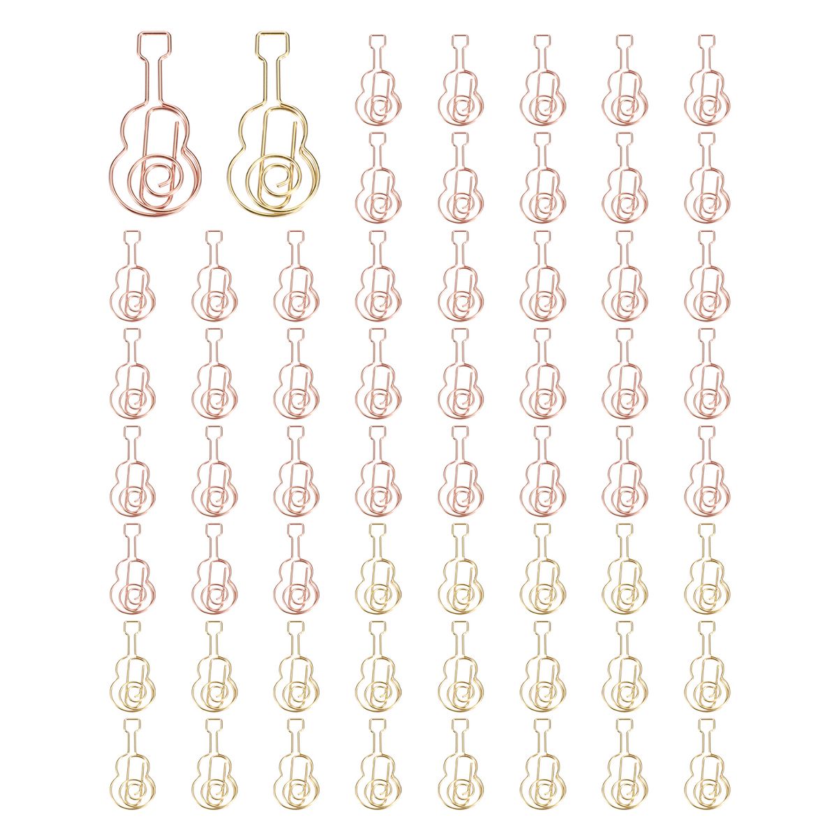 Unique Bargains Metal Decorative Cute Guitar Shape Paper Clip Clamp for Home Office Supplies 60 Pcs Gold/Rose Gold