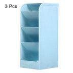 Unique Bargains Pen Holder, Desk Organizer 4 Compartments Pencil Storage Box for Office Home Supplies Blue