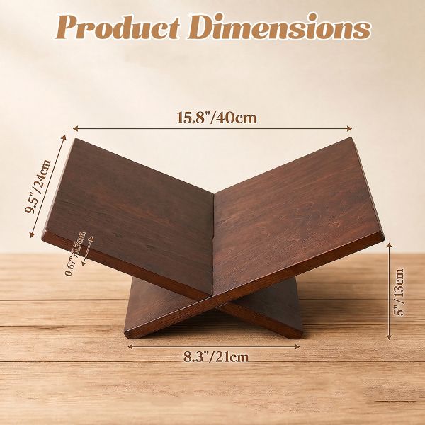 Minimalist Collapsible Wood Book Stand – Matte Black Adjustable Triangle Book Holder – Ergonomic Hands-Free Stand for Desk and Reading