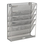 Mind Reader 5-Tier Vertical File Storage, Desktop Organizer, Wall Mount, Office, Metal Mesh, 12.75"L x 4"W x 16"H, Silver: Office Supplies