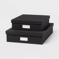 Canvas Desk Storage Box Set of 2 Black - Brightroom™: Office Organization, Polyester Canvas, Desk Organizers, 18"x12.5"x3.75"