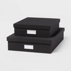 Canvas Desk Storage Box Set of 2 Black - Brightroom™: Office Organization, Polyester Canvas, Desk Organizers, 18"x12.5"x3.75"