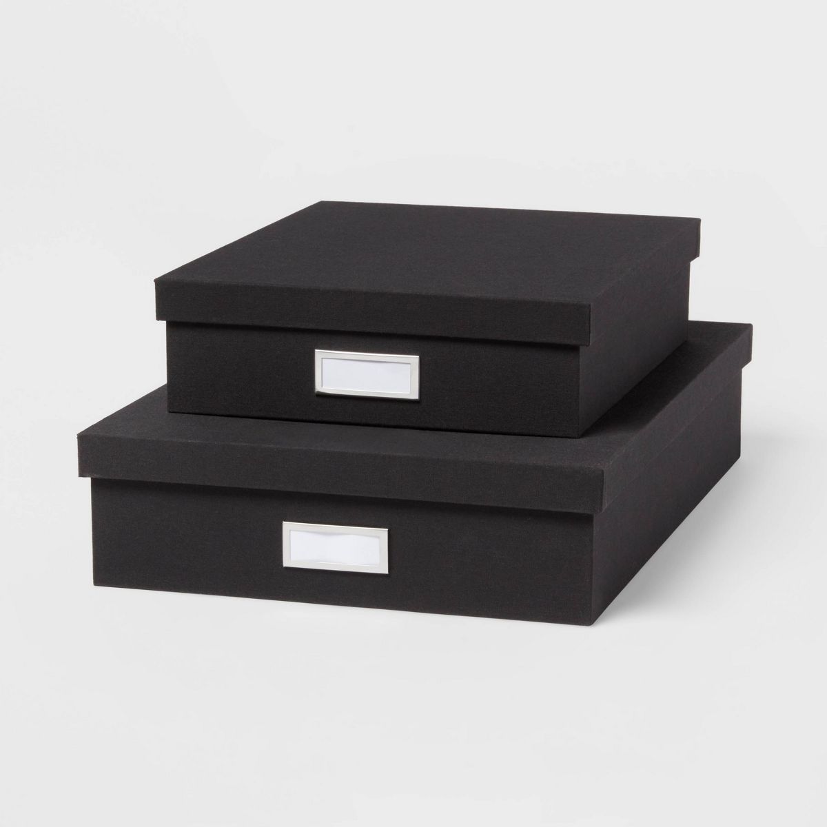 Canvas Desk Storage Box Set of 2 Black - Brightroom™: Office Organization, Polyester Canvas, Desk Organizers, 18"x12.5"x3.75"