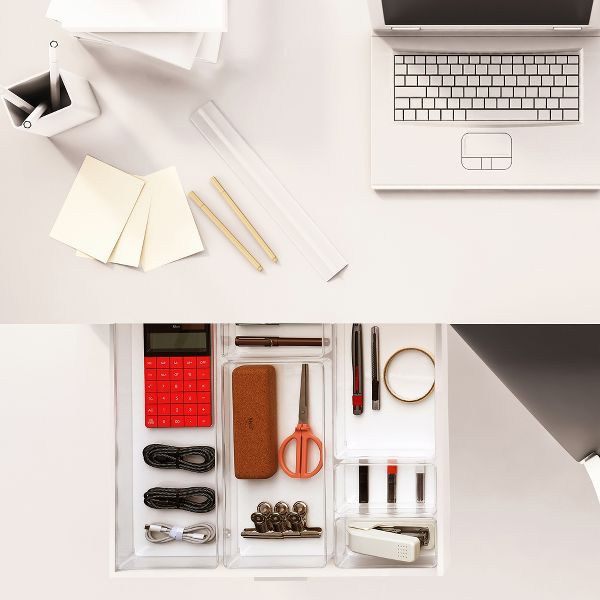 Sorbus 4-Piece Clear Acrylic Office Drawer Organizer Set - Perfect for pens, craft supplies & more
