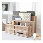 Blu Monaco Brown Wood Mail Organizer with Drawer & Pen Holder - Desk Organizer for Bills, Storage, Countertop & Kitchen