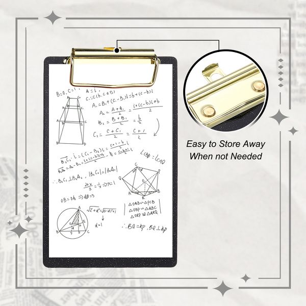 Unique Bargains Glitter Design Office Supplies Acrylic Clipboards 6.02 x 3.94 Inch Black 1 Pc