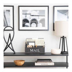 Blu Monaco Espresso Brown Wooden Mail Organizer – 3-Tier Desk Organizer with Mail Print