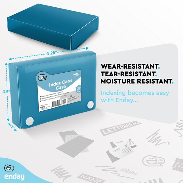 3" X 5" Index Card Case Holds 100 Cards Includes Business Card/Index Holder and 5 Tab Dividers Comes in Blue