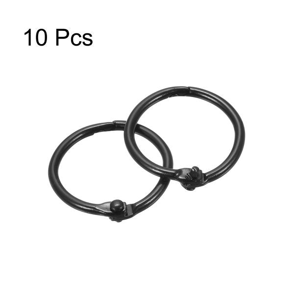 Unique Bargains Carbon Steel Office Supplies Loose-Leaf Book Binder Rings 10 Pcs Black