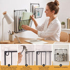 Wall‑Mounted Metal Magazine Holder, 2‑Pack Wire File Organizer for Books & Documents