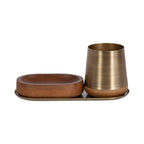Kate and Laurel Koni 3 Piece Organization Set Walnut Brown 3 Piece