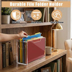 File Organizer Box for Letter Size Hanging Folders, Acrylic Desk File Holder with Portable Handle, Clear Narrow Size Envelope File for Office