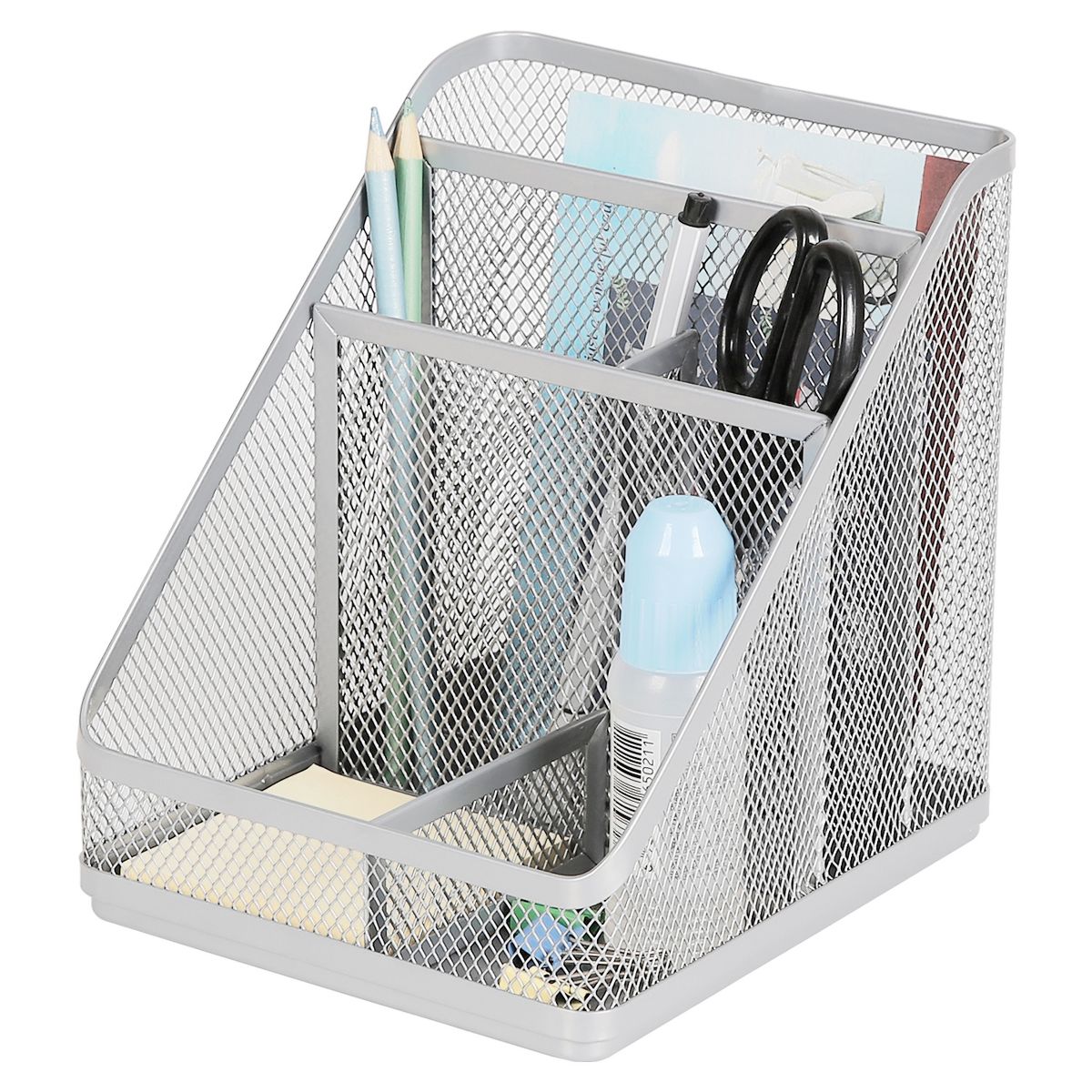 Mesh Medium Desktop Organizer Silver - Brightroom™: Steel Desk Tool Holder, Office Supplies, 7"x7"x6"