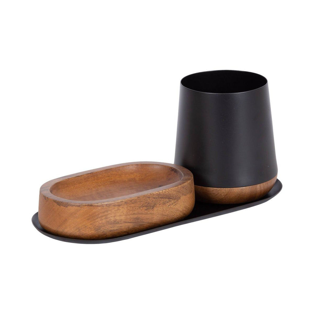 Kate & Laurel All Things Decor 3pc Koni Organization Set Black/Walnut Brown