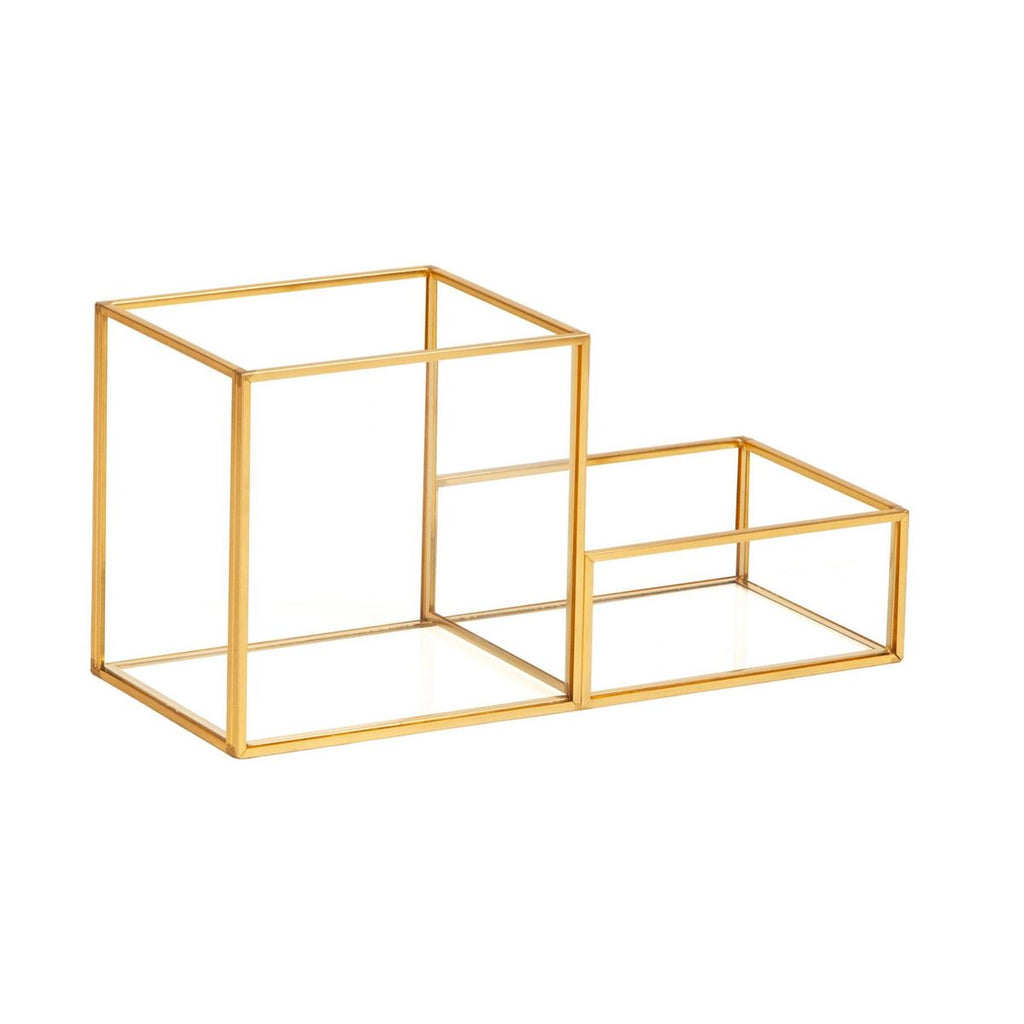 Mind Reader Glass/Copper Desk Organization Set Gold