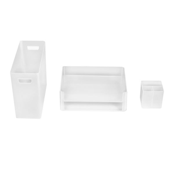 Sorbus 4 Piece Desk Organizer Set - for Office Supplies, Paper Organization Box, Stackable Letter Tray, Pen Organizer