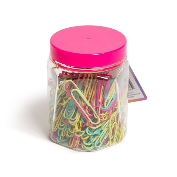 U Brands 300ct Assorted Paper Clips in Small Mason Jar Retro: Multicolor Brights, Iron, Office Supplies, Clips & Fasteners