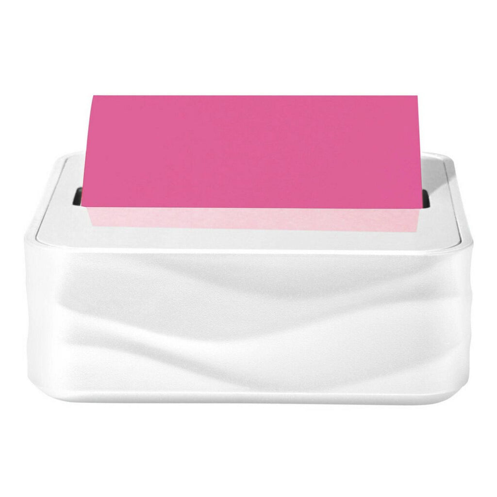Post-it Dispenser Wave White: Plastic Desk Organizer & Note Holder, 3.422" Height, 3.641" Width, 1.25" Depth
