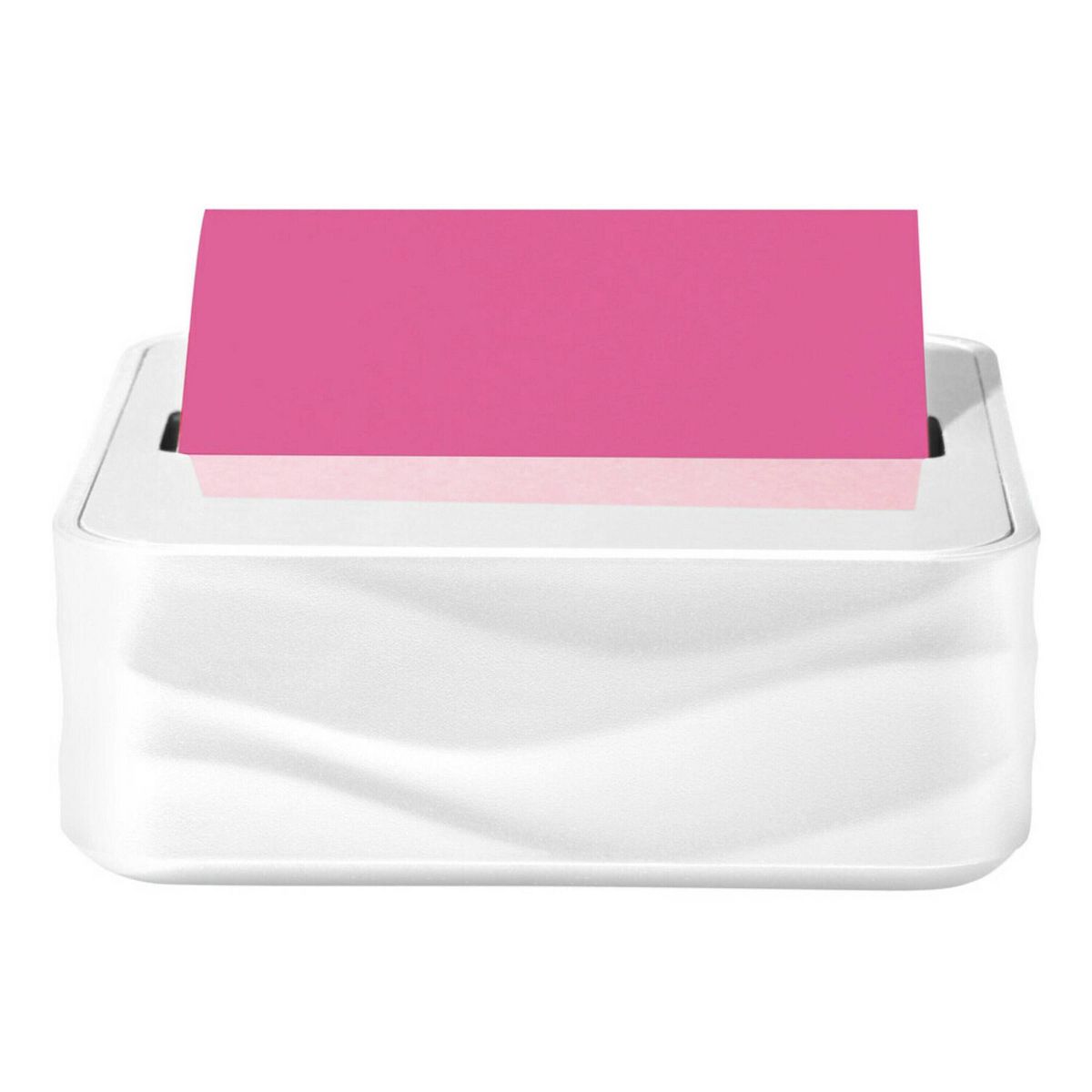 Post-it Dispenser Wave White: Plastic Desk Organizer & Note Holder, 3.422" Height, 3.641" Width, 1.25" Depth