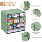 9-Drawer Desk Organizer, 4-Tier Plastic Storage Box with Clear Drawers, Stackable Desktop Storage Cabinet for Office Supplies, Makeup, Crafts