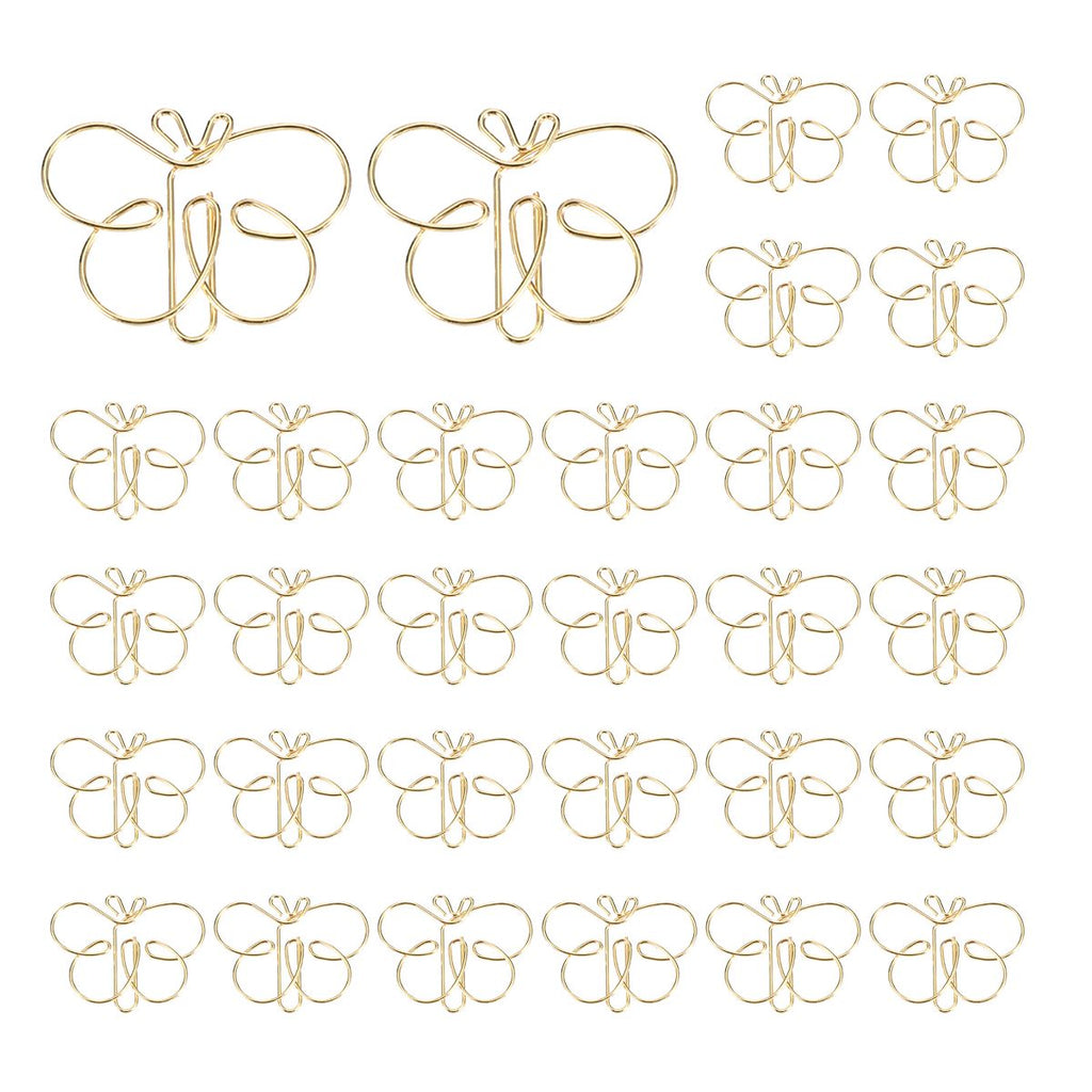 Unique Bargains Home Office Supplies Metal Cute Butterfly Shape Durable Paper Clip 30 Pcs Gold