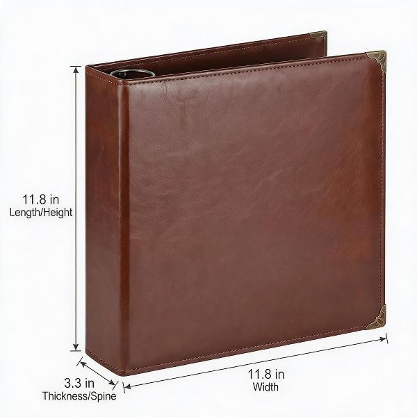 2 Pack Blue Vintage PU Smooth Texture, 3-Hole Ring Binder , Durable Retro Elegant Professional Office School Business Three-Ring Binder