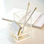 RUSSELL + HAZEL Acrylic Pencil Bloc: Clear Desk Organizer & Holder, Office Supplies, 4x4x4 Acrylic Pencil Holder