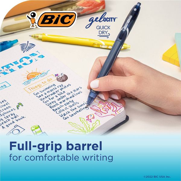 BiC 8pk Gelocity Quick Dry Assorted Ink: 0.7mm Point, Art & Stationery, Office Supplies