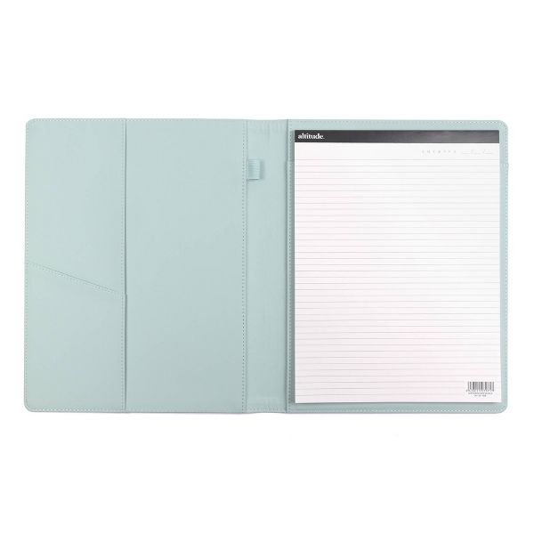 Altitude Padfolio 10"x12.5" Vegan Leather Seafoam Blue Debossed Arch