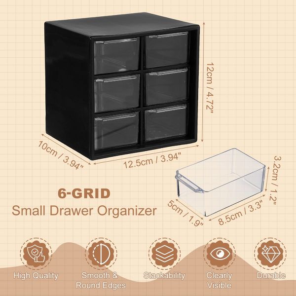 Unique Bargains Plastic Office Supplies Bedroom Makeup Storage Drawers Black