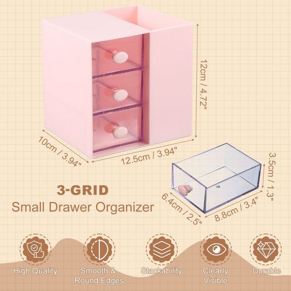 Unique Bargains Plastic Office Supplies Bedroom Desk Makeup Storage Drawer Blue