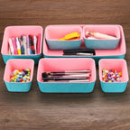 Unique Bargains Felt Desk Organizer Drawers Tray for Cosmetic Makeup Office Supplies 7 in 7 Pcs in 1 Set Light Gray