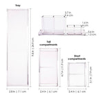 Clear Acrylic Makeup Brush Organizer with Metallic Rose Gold Base, 4 Compartment Office Organizers for Desk - Elavain