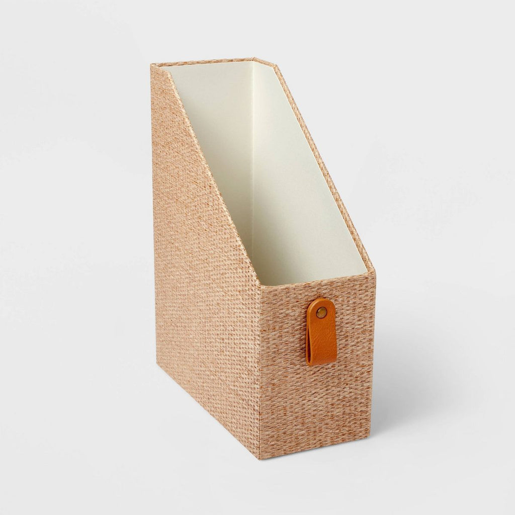 Woven Magazine File Holder Taupe - Threshold™: Desk Organizer, Office Supplies, Document Holder,