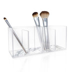 Isaac Jacobs 4-Compartment Clear Acrylic Organizer- Makeup Brush Holder- Storage Solution- Office, Bathroom, Kitchen Supplies and More