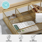 Martha Stewart Ryder Gold Mesh Metal 6 Compartment Large Desk Drawer Organizer for Accessories and Office Supplies