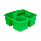 Storex Small Three-Compartment Classroom Supply Caddy with Handle, Green, 2-Pack