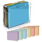 File Organizer Box for Letter Size Hanging Folders, Acrylic Desk File Holder with Portable Handle, Medium Size Envelope File Organizer Set for Office